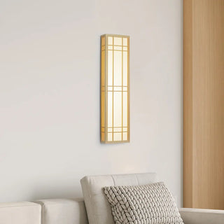 Japanese Inspired Box Wooden Grid LED Wall Sconce Zawala Image - 1