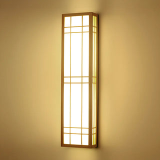Japanese Inspired Box Wooden Grid LED Wall Sconce Zawala Image - 12