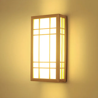 Japanese Inspired Box Wooden Grid LED Wall Sconce Zawala Image - 14