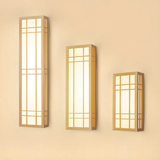 Japanese Inspired Box Wooden Grid LED Wall Sconce Zawala Image - 15