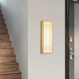 Japanese Inspired Box Wooden Grid LED Wall Sconce Zawala Image - 3