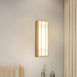 Japanese Inspired Box Wooden Grid LED Wall Sconce Zawala Image - 4