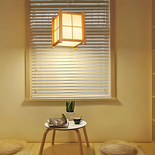 ZOWALA - Japanese Square Wood Dining Room Mini Pendant Light Image - 2