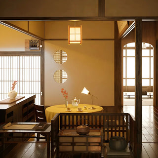 ZOWALA - Japanese Square Wood Dining Room Mini Pendant Light Image - 3
