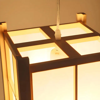 ZOWALA - Japanese Square Wood Dining Room Mini Pendant Light Image - 4