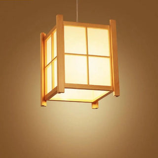 ZOWALA - Japanese Square Wood Dining Room Mini Pendant Light Image - 5