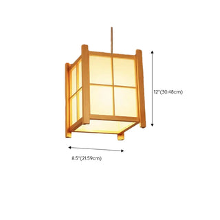 ZOWALA - Japanese Square Wood Dining Room Mini Pendant Light #size
