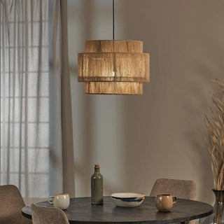ZOWALA - Rustic Double Layer Woven Rope Cylinder Pendant Light Image - 2