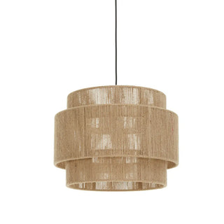 ZOWALA - Rustic Double Layer Woven Rope Cylinder Pendant Light Image - 5