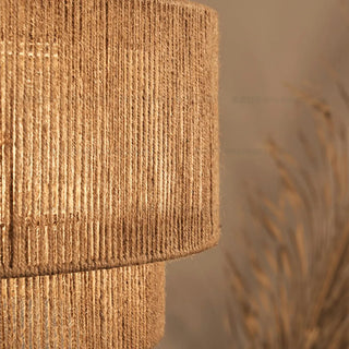 ZOWALA - Rustic Double Layer Woven Rope Cylinder Pendant Light Image - 7