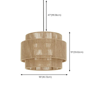 ZOWALA - Rustic Double Layer Woven Rope Cylinder Pendant Light #size
