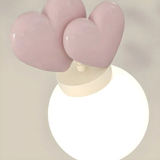 ZOWALA - Girly Pink Resin Heart White Globe Kid Bedroom Pendant Light Image - 12