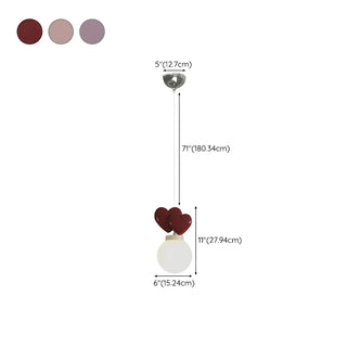 ZOWALA - Girly Pink Resin Heart White Globe Kid Bedroom Pendant Light #size
