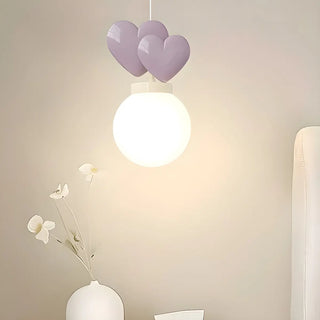 ZOWALA - Girly Pink Resin Heart White Globe Kid Bedroom Pendant Light Image - 5