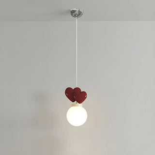 ZOWALA - Girly Pink Resin Heart White Globe Kid Bedroom Pendant Light Image - 6