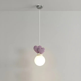 ZOWALA - Girly Pink Resin Heart White Globe Kid Bedroom Pendant Light Image - 8