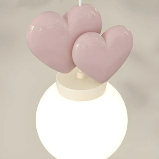ZOWALA - Girly Pink Resin Heart White Globe Kid Bedroom Pendant Light Image - 9