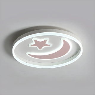 Kids Room Circle Moon Star Flush Mount Ceiling Light Zawala Image - 10