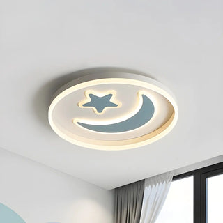 Kids Room Circle Moon Star Flush Mount Ceiling Light Zawala Image - 12