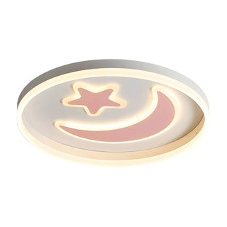 Kids Room Circle Moon Star Flush Mount Ceiling Light Zawala Image - 23
