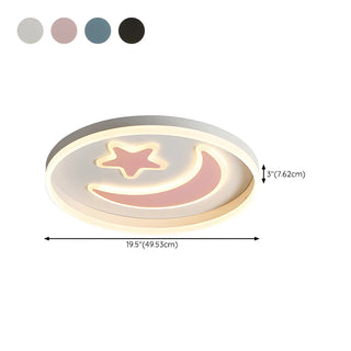 Kids Room Circle Moon Star Flush Mount Ceiling Light Zawala #size