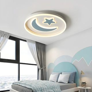 Kids Room Circle Moon Star Flush Mount Ceiling Light Zawala Image - 2