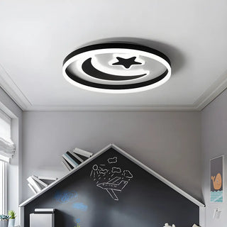 Kids Room Circle Moon Star Flush Mount Ceiling Light Zawala Image - 3