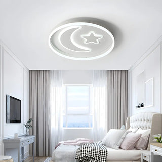 Kids Room Circle Moon Star Flush Mount Ceiling Light Zawala Image - 4