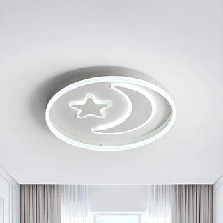 Kids Room Circle Moon Star Flush Mount Ceiling Light Zawala Image - 5