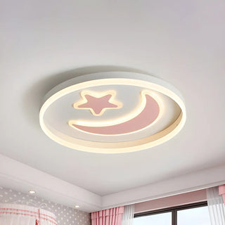 Kids Room Circle Moon Star Flush Mount Ceiling Light Zawala Image - 6