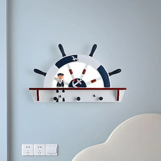 Coastal Rudder Acrylic Kids Room Blue LED Wall Sconce Image - 3