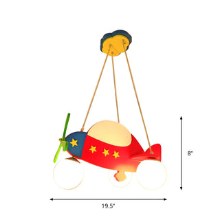 Cute Airplane Ball Wood Kids Room Red Small Chandelier #size