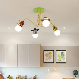 ZOWALA - Animal Ball Metal Multi-Color 4-Light Kids Room Chandelier Image - 1