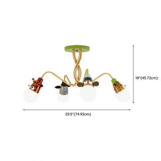 ZOWALA - Animal Ball Metal Multi-Color 4-Light Kids Room Chandelier #size