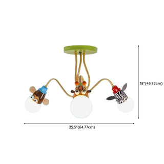 ZOWALA - Animal Ball Metal Multi-Color 4-Light Kids Room Chandelier Image - 13