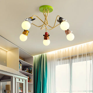 ZOWALA - Animal Ball Metal Multi-Color 4-Light Kids Room Chandelier Image - 2