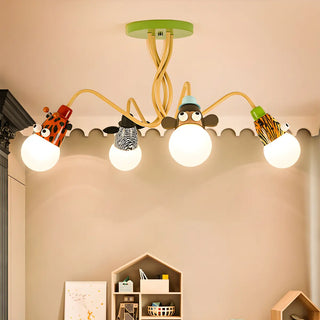 ZOWALA - Animal Ball Metal Multi-Color 4-Light Kids Room Chandelier Image - 3