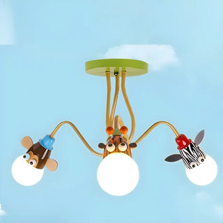 ZOWALA - Animal Ball Metal Multi-Color 4-Light Kids Room Chandelier Image - 4