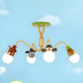 ZOWALA - Animal Ball Metal Multi-Color 4-Light Kids Room Chandelier Image - 7