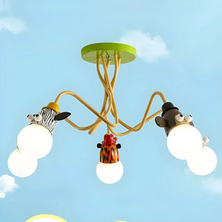 ZOWALA - Animal Ball Metal Multi-Color 4-Light Kids Room Chandelier Image - 8