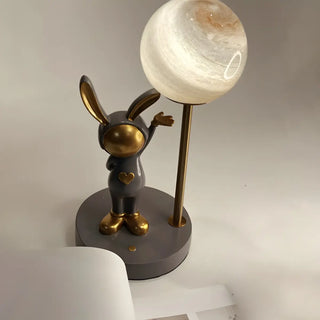 Creative Cute Rabbit Globe Glass Shade Metal Table Lamp Zawala Image - 10