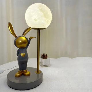Creative Cute Rabbit Globe Glass Shade Metal Table Lamp Zawala Image - 11