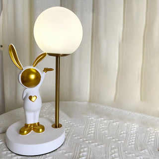 Creative Cute Rabbit Globe Glass Shade Metal Table Lamp Zawala Image - 12