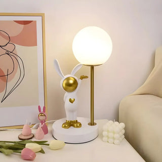 Creative Cute Rabbit Globe Glass Shade Metal Table Lamp Zawala Image - 17