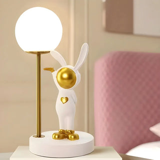 Creative Cute Rabbit Globe Glass Shade Metal Table Lamp Zawala Image - 22