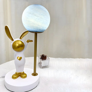 Creative Cute Rabbit Globe Glass Shade Metal Table Lamp Zawala Image - 3