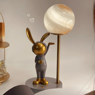 Creative Cute Rabbit Globe Glass Shade Metal Table Lamp Zawala Image - 4
