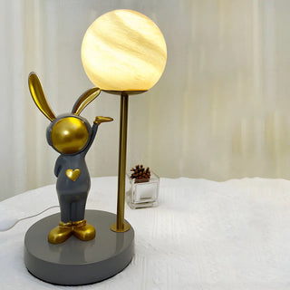 Creative Cute Rabbit Globe Glass Shade Metal Table Lamp Zawala Image - 5