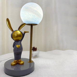 Creative Cute Rabbit Globe Glass Shade Metal Table Lamp Zawala Image - 6