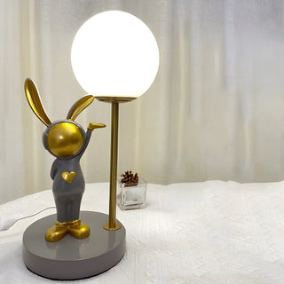Creative Cute Rabbit Globe Glass Shade Metal Table Lamp Zawala Image - 7